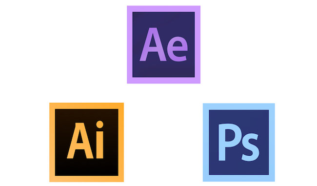 Adobe Illustrator, Adobe Photoshop and Adobe After Effects