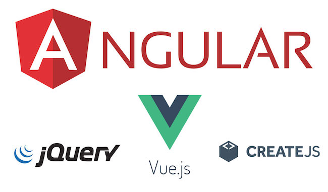 Angular, VueJs, jQuery and CreateJS